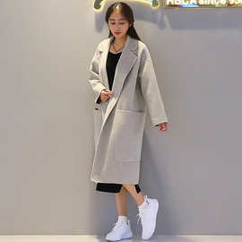 Papawmilk木瓜牛奶春秋新品女士双面呢料大衣长袖宽松毛呢外套潮