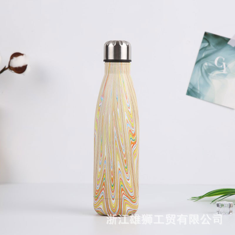 Nuevo regalo creativo termo de acero inoxidable taza botella de coque personalidad metal color hombres y mujeres deportes al aire libre botella de agua