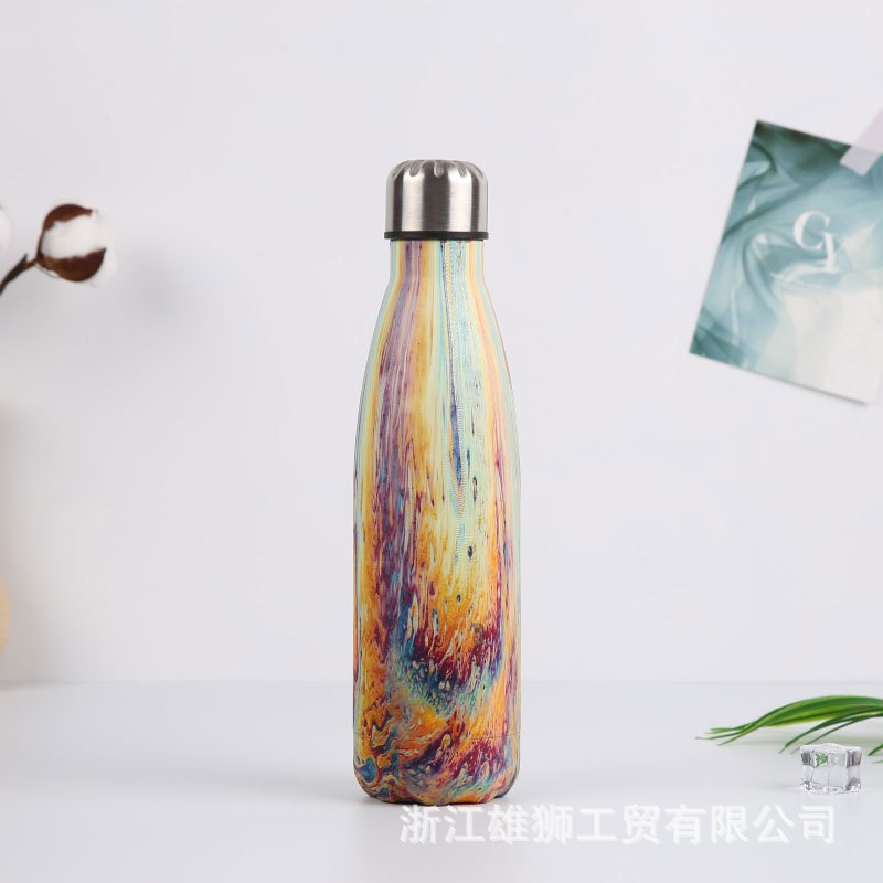 Nuevo regalo creativo termo de acero inoxidable taza botella de coque personalidad metal color hombres y mujeres deportes al aire libre botella de agua