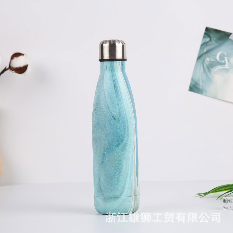 Nuevo regalo creativo termo de acero inoxidable taza botella de coque personalidad metal color hombres y mujeres deportes al aire libre botella de agua