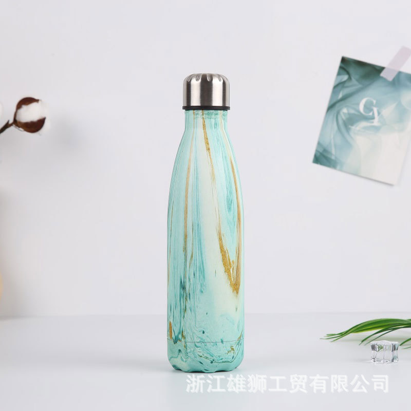 Nuevo regalo creativo termo de acero inoxidable taza botella de coque personalidad metal color hombres y mujeres deportes al aire libre botella de agua