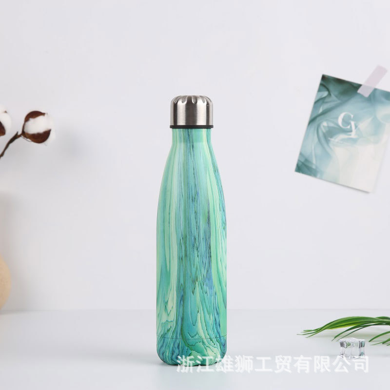 Nuevo regalo creativo termo de acero inoxidable taza botella de coque personalidad metal color hombres y mujeres deportes al aire libre botella de agua
