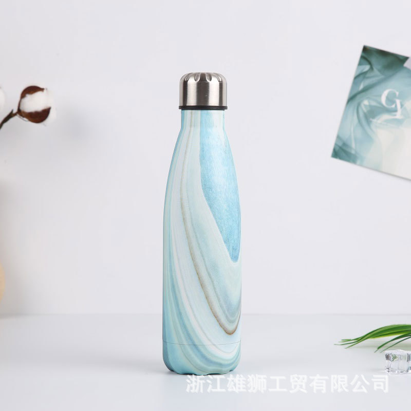 Nuevo regalo creativo termo de acero inoxidable taza botella de coque personalidad metal color hombres y mujeres deportes al aire libre botella de agua