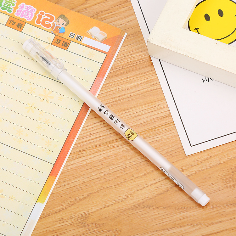 Directo de fábrica creativa nueva pluma de gel xueba transparente papelería de dibujos animados lindo con palabras pintadas a base de agua firma pluma