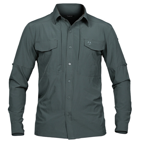 Angken Spring and Autumn outdoor long-sleeved tactical shirt men's ultra-thin breathable multi-pocket quick-drying shirt lapel mountaineering jacket