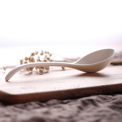 Pure white ceramic soup spoon household long-handled large soup spoon porridge spoon cute large spoon kitchen pot spoon