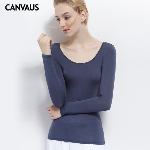 CANVAUS Plus-size Women's Clothing Spring/Summer Long-sleeved T-shirt New Modal Slim-fit Base Layer Shirt Wholesale F217A