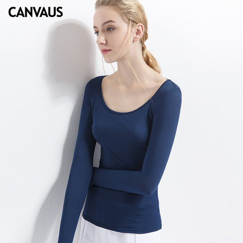 CANVAUS Plus-size Women's Clothing Spring/Summer Long-sleeved T-shirt New Modal Slim-fit Base Layer Shirt Wholesale F217A