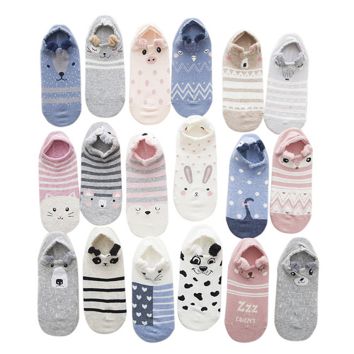 Spring and summer three-dimensional cartoon cute women's boat socks, cotton women's socks, thin socks, AB socks manufacturer wholesale