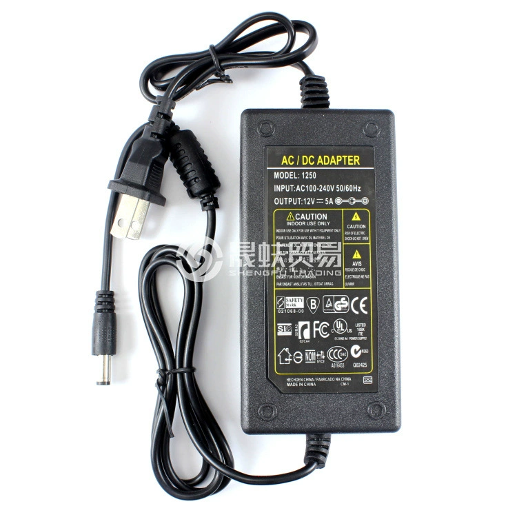 12V5A двухпроводной адаптер питания AC100-240V 5,5*2,5 с круглой головкой, импульсный источник питания постоянного тока, 60 Вт