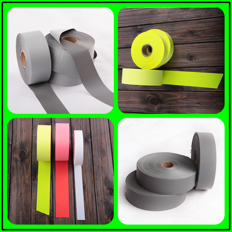 反光衣厂用EN20471标准高亮化纤反光布银灰色5CM反光带服装反光条