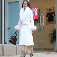 木瓜牛奶冬季新品韩版气质中长款修身显瘦呢大衣真狐狸毛毛呢外套