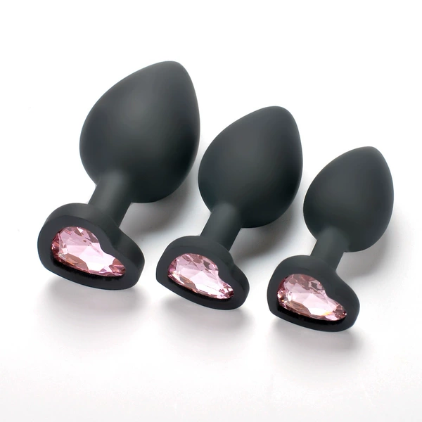 Black heart -shaped silicone large medium and small+pink (pink bag packaging)