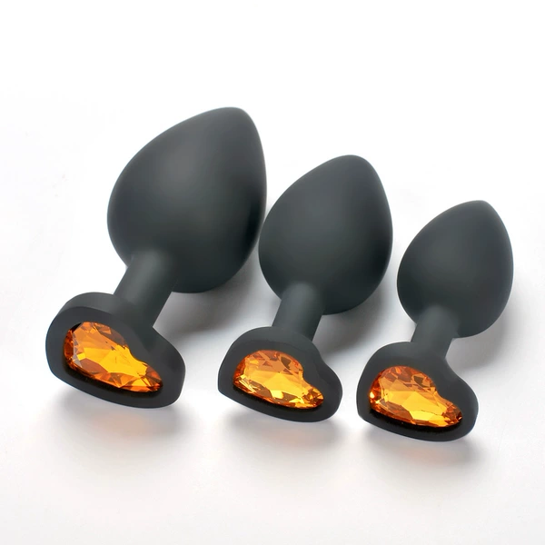 Black heart -shaped silicone large medium and small+yellow (puffy bag packaging)