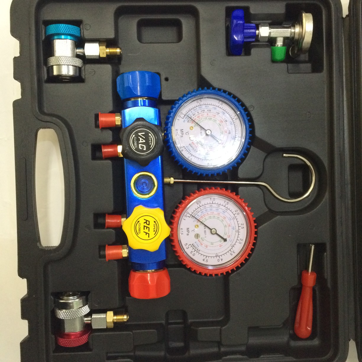 厂家供应空调加氟四通铝表阀套装工业套件组压力表精密仪器高压