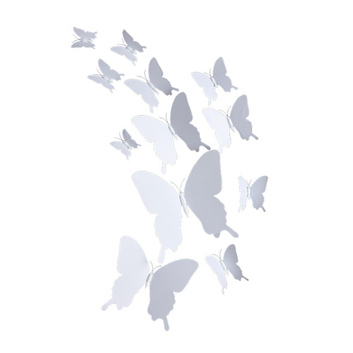 White butterfly single layer 12 wedding exhibition butterfly photography colorable pvc butterfly wall decoration 3d butterfly wall sticker