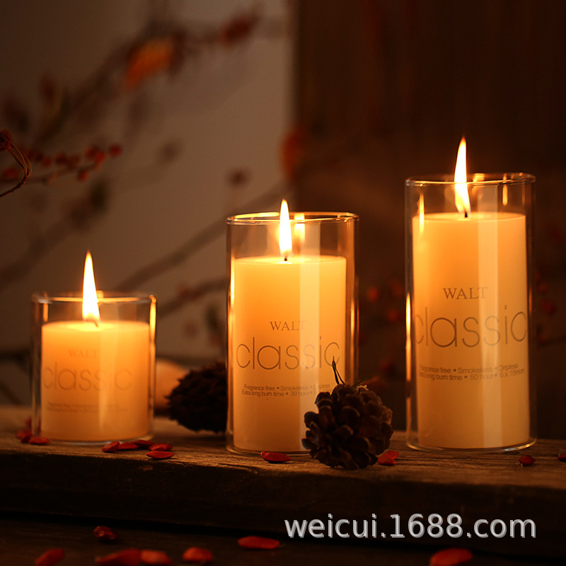 Portavelas de cristal, estilo europeo, vaso para velas de alta estética, botella cilíndrica para aromaterapia, decoración de cristal para banquetes de boda en hoteles, restaurante occidental