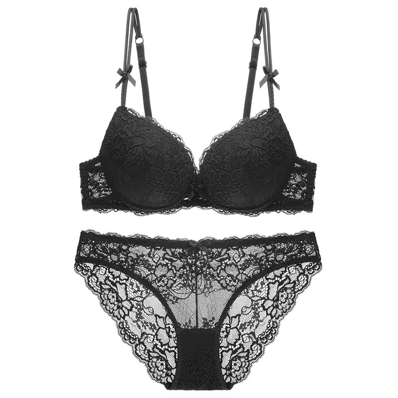 9192 Lace Top Thin and Bottom Thick Sexy Women's Underwear Bra Set 15120_voghion.com
