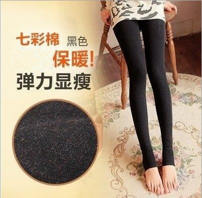 Autumn and winter women's fleece-lined thick colorful cotton leggings 350g Korean style slimming one-piece pants seamless step-on warm pants