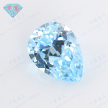 华港宝石 梨形浅海蓝锆裸石批发 水滴形仿托帕石蓝宝石吊坠配件