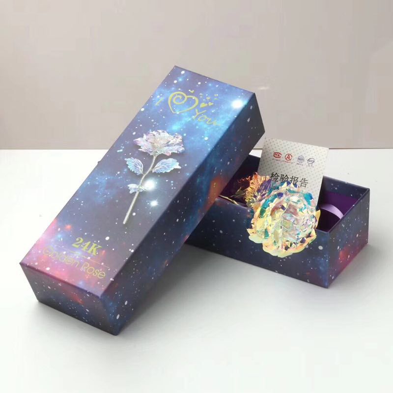 Luminous Rose Gold Foil Flower Simulation Flower Tanabata Valentine's Day Gift Christmas New Year's Goods Holiday Gifts
