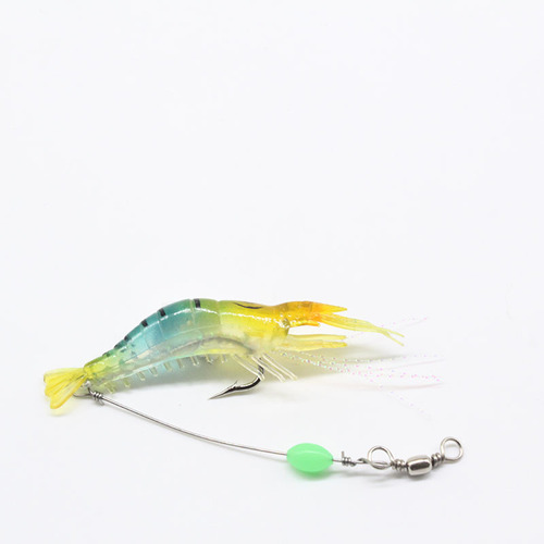 Luya bait, fake shrimp with hooked shrimp 9cm/6g, bionic bait, simulated soft bait, soft shrimp, luminous curled mouth, black fish