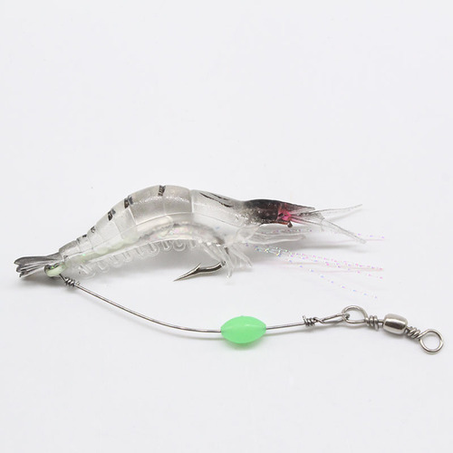 Luya bait, fake shrimp with hooked shrimp 9cm/6g, bionic bait, simulated soft bait, soft shrimp, luminous curled mouth, black fish
