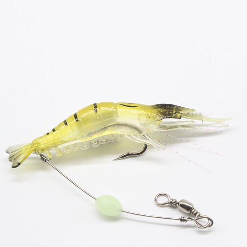 Luya bait, fake shrimp with hooked shrimp 9cm/6g, bionic bait, simulated soft bait, soft shrimp, luminous curled mouth, black fish