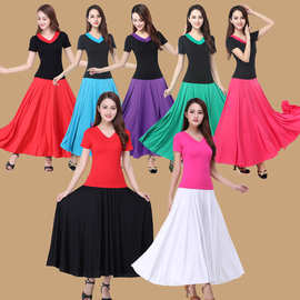 新疆舞广场舞服装新款套装长裙女夏2020新款 短袖长裙 藏族舞蹈服
