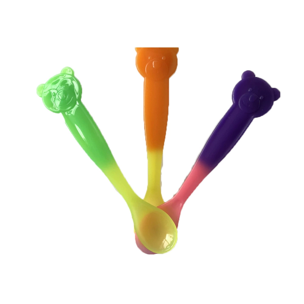 Детская теплая круглая ложка Детская Бытовая pp Ложка Изменение температуры мультфильм изменение тепла ложка