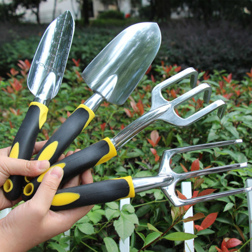 Wholesale gardening garden tool set garden shovel shovel magnesium aluminum alloy silicone two-color handle four-piece set