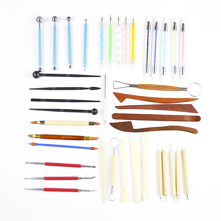 Direct Supply Clay Tool Set Wooden Silicone Plastic Soft Clay Tool Set Stainless Steel Pottery