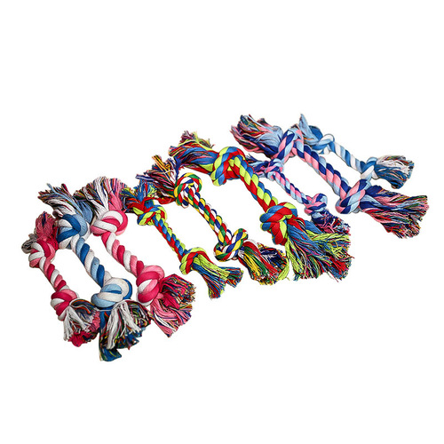 Pet dog chewing rope toys, dog rope knotted molars and bite-resistant double knot cotton rope toys, large, medium and small manufacturers wholesale
