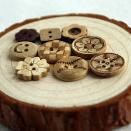 椰子圆形衬衫纽扣女钮扣画衬衣小扣子DIY手工衣服木质扣椰壳木头