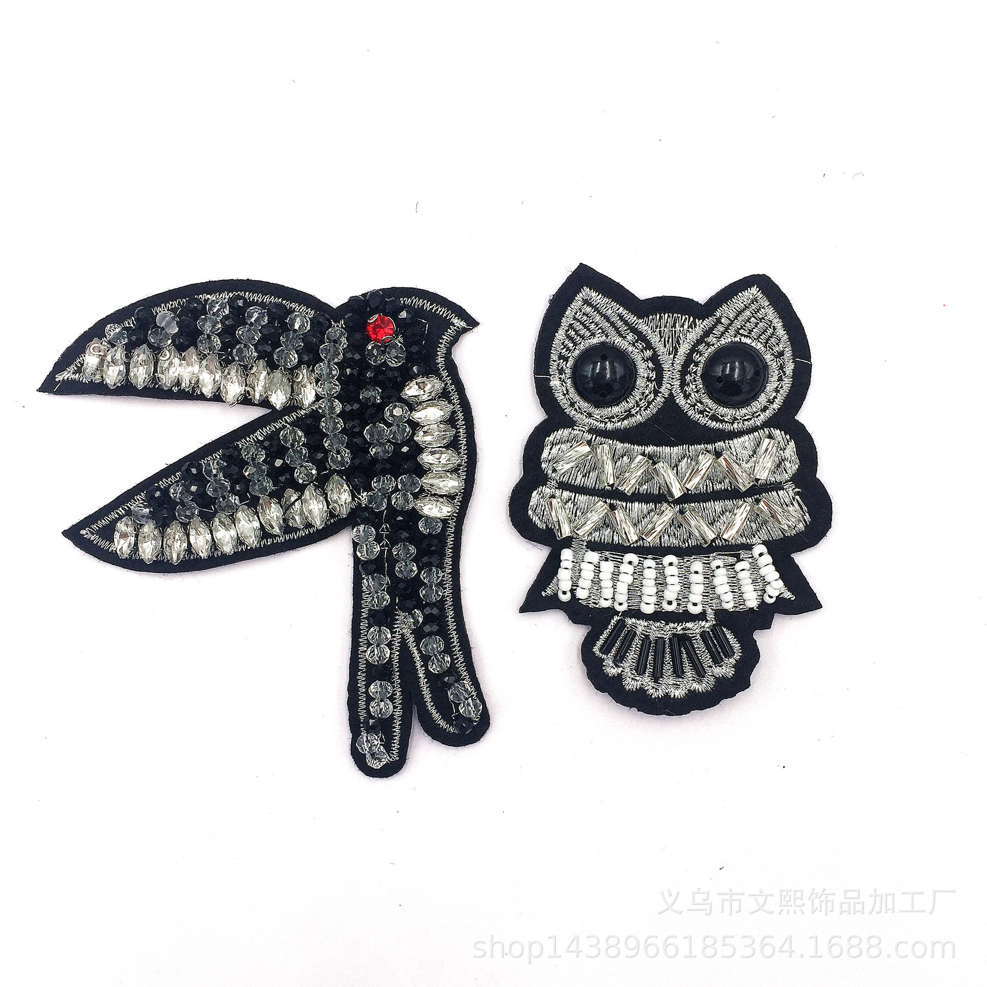 厂家供应时尚钉珠衣服袜子装饰补丁贴DIY辅料钻石飞鸟