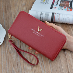 New women's wallet, women's long large capacity zipper clutch, fashionable and simple pebbled coin purse, mobile phone bag