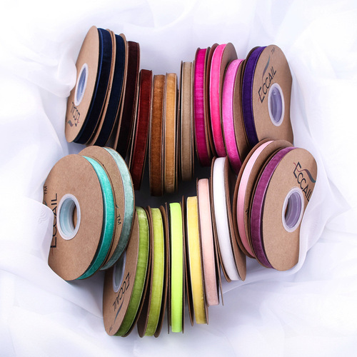 [20 yards] Single-sided velvet with flocked webbing, shoelaces, bows, hats, clothing, velvet ribbons cross-border