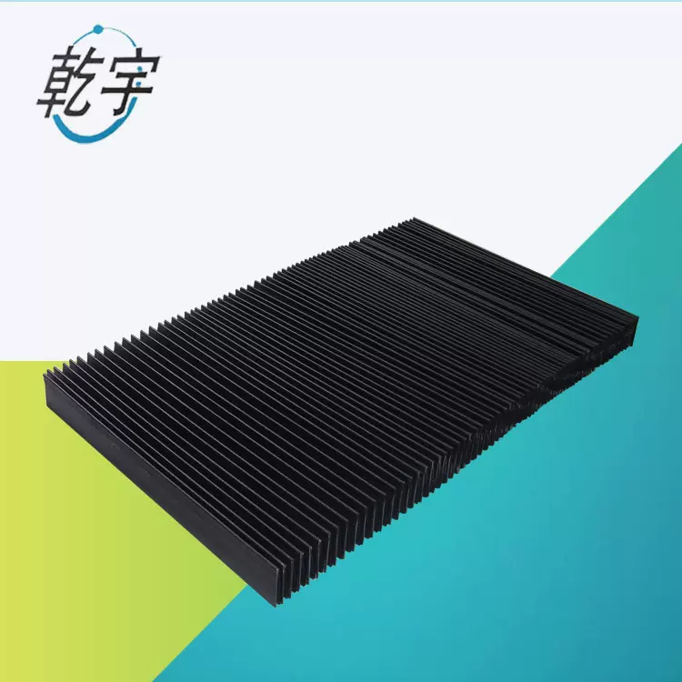 沧州机床导轨防火布全黑伸缩式带法兰  一字形风琴防护罩