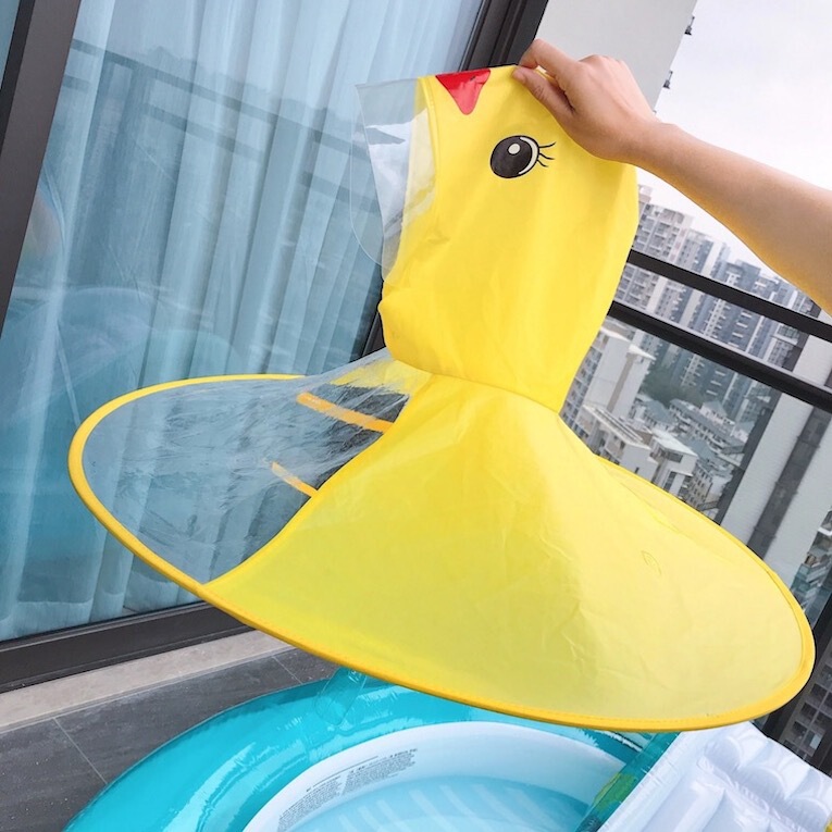 Little yellow duck flying saucer children's raincoat cartoon baby umbrella children's kindergarten cute poncho conjoined student raincoat