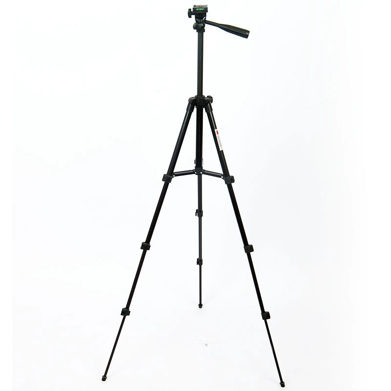 Camera tripod, telescopic aluminum, ABS head, phone clip, supports up to 2 kg