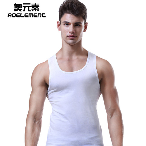 Men's Cotton Sports Tank Top Summer Youth Breathable Running Men Fitted Style Fitness Sleeveless Base Layer White Sweatshirt Trendy