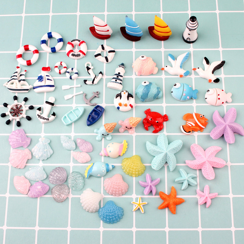 Ship life buoy starfish anchor marine resin accessories diy cream glue phone case accessories epoxy ashtray