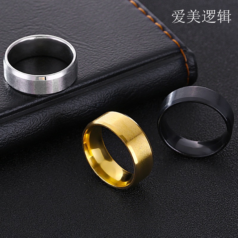 Men's matte glossy suede ring stainless steel
