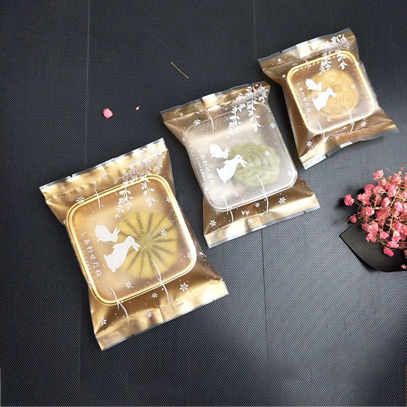 厂家金色磨砂机封袋中秋月饼包装袋饼干袋蛋黄酥包装100个批发