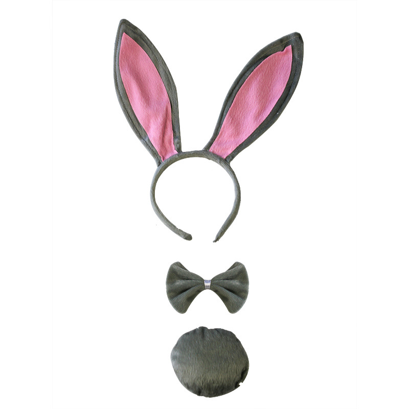 Actividad padre-hijo accesorios de rendimiento orejas de conejo diadema para niños diadema animal orejas de conejo grandes conjunto de tres piezas al por mayor