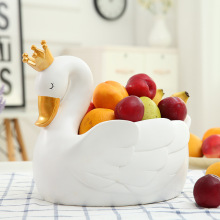 天鹅皇冠收纳玄关钥匙家居客厅桌面水果盘树脂小摆件卡通树脂摆件