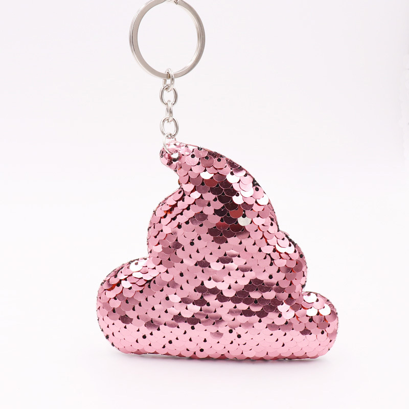 A Variety of Hot-Selling Reflective Double-Sided Sequined Poop Keychains, Poop Sequin Bags, Car Keychains, Gifts