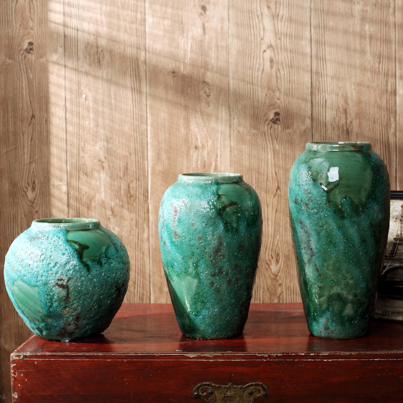 New Chinese Light Green Simple Coarse Pottery Flower Decoration Jingdezhen Soft-loaded Creative Ceramic Vase Crafts Decoration New Chinese Light Green Simple Coarse Pottery Flower Decoration Jingdezhen Soft-loaded Creative Ceramic Vase Crafts Decoration