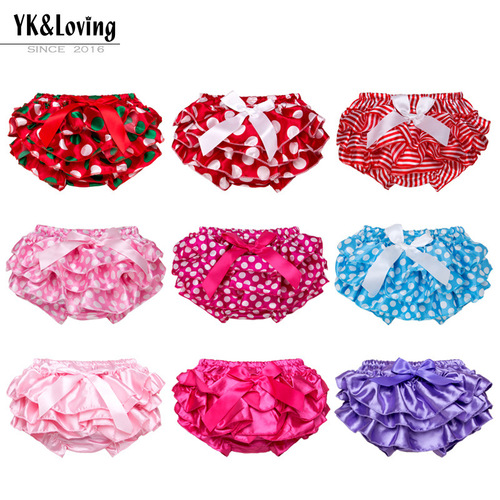 Cross-border baby girl lotus leaf edge PP pants baby girl butterfly knot chiffon triangle shorts multi-color children's pleated skirt pants