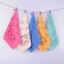 吸水方巾超细纤维400克2525幼儿园口水礼品广告赠品卡通印花童巾